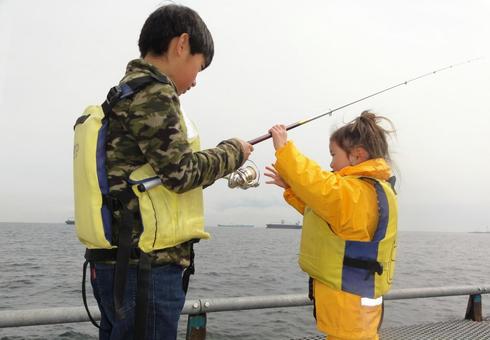 海上釣魚B, 釣魚, 海底撈, 孩子, JPG