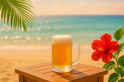 ビーチでビール ビーチでビールの写真