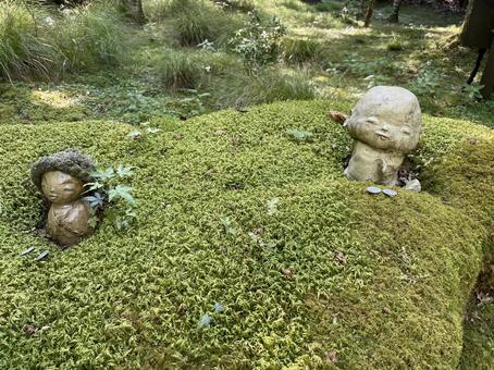 京都 大原三千院 苔とお地蔵様 京都 大原三千院 苔とお地蔵様の写真