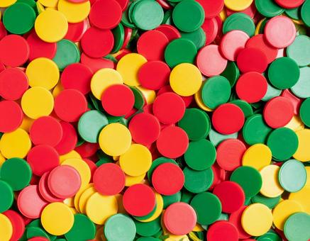 蛍光カラーのプラスチックチップ 蛍光カラーのプラスチックチップの写真
