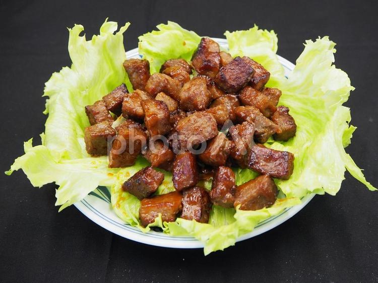 サイコロステーキ（味噌だれ）・家庭料理 サイコロステーキ,味噌だれ,家庭料理の写真素材