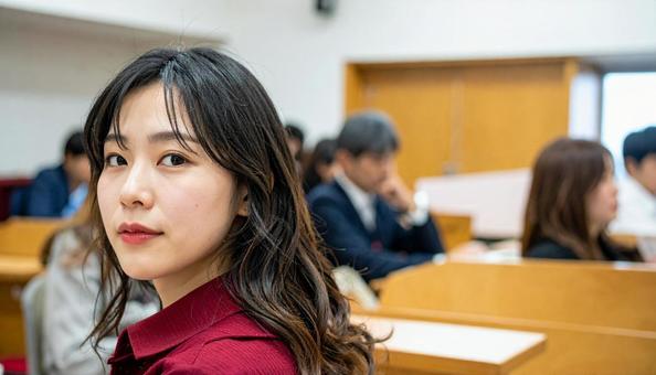 セミナーを受講している女性の横顔の写真