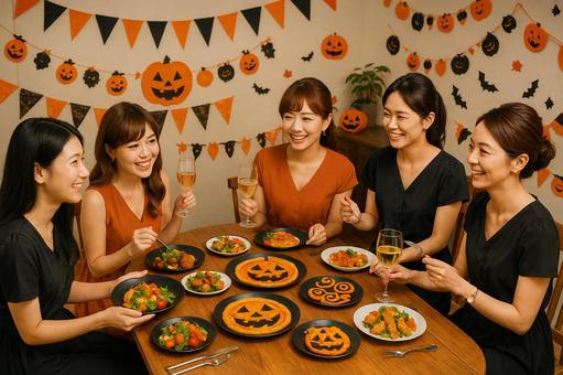 食事楽しむ女性たち 食事楽しむ女性たちの写真