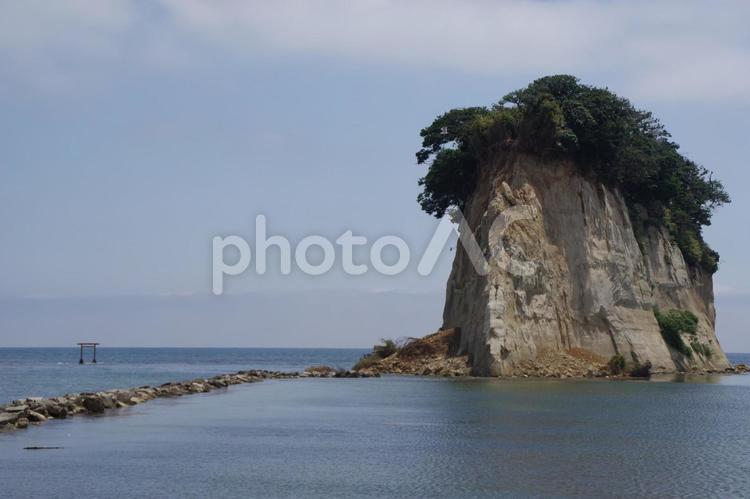 震災前　能登見附島　軍艦島の風景 見附島,軍艦島,震災前の写真素材