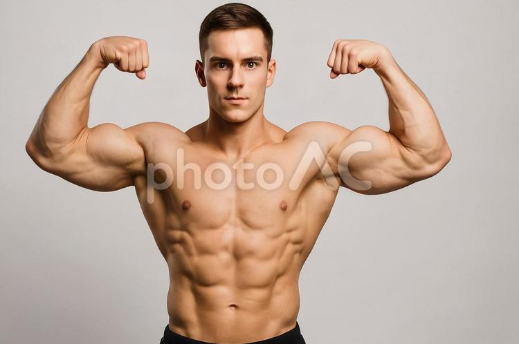 ムキムキ男性・筋肉美ポーズ・トレーニング 外国人,筋肉美,ムキムキ男性の写真素材