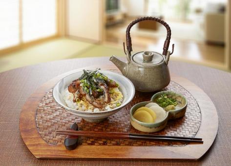 ひつまぶし ひつまぶし ひつまぶし,鰻,茶碗の写真素材
