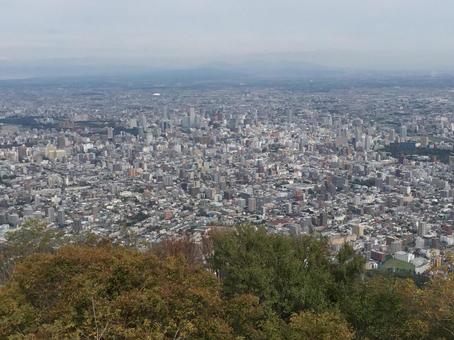 札幌藻岩山からみた札幌の景色 札幌,眺め,景色の写真素材