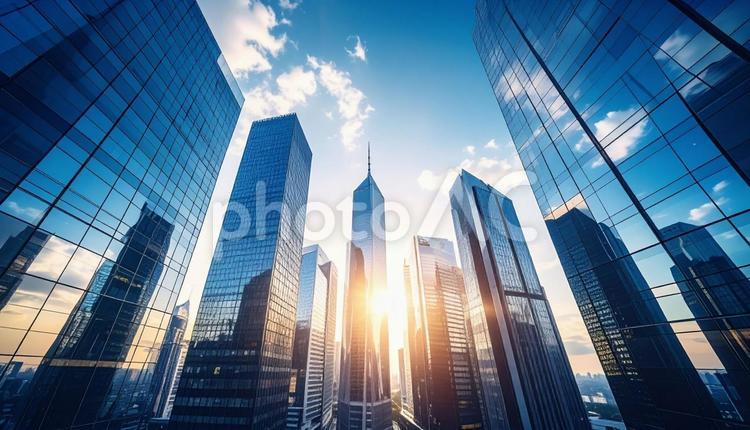 高層ビル群　都会　オフィス街 ビル,ビジネス,オフィスビルの写真素材