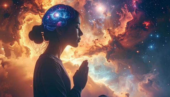 瞑想する女性 アファメーションイメージの写真