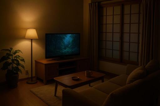 液晶テレビでくつろぐ夜 液晶テレビでくつろぐ夜の写真