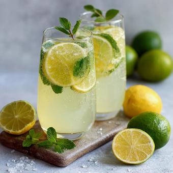 涼やかなグラスレモネードの写真