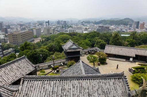 Photo, japanese castle, city, kochi city, 