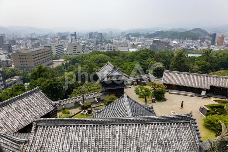 高知城の天守閣からの景色 日本の城,城,高知城の写真素材