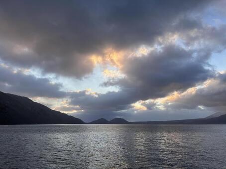 支笏湖 支笏湖,冬,景色の写真素材