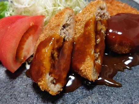 おかず　ミンチカツ カツ,コロッケ,おかずの写真素材