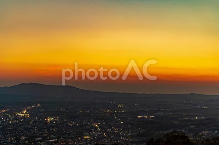 若草山からの奈良市内の夕景3 奈良,若草山,夕景の写真素材