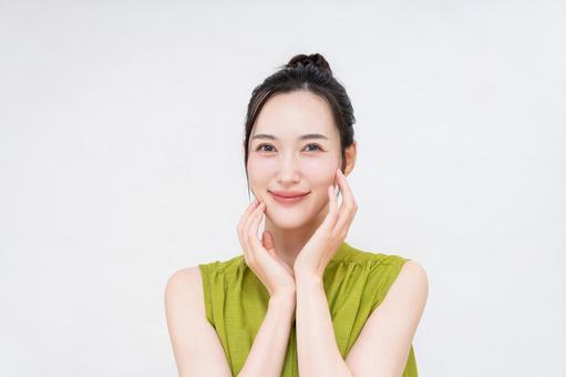 若い女性のビューティ 若い女性のビューティ スキンケア,美容,女性の写真素材
