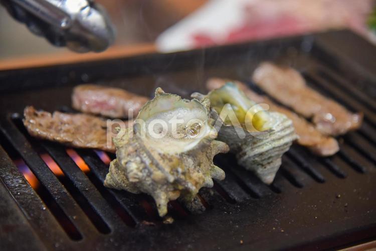 サザエのつぼ焼き サザエ,つぼ焼き,醤油の写真素材