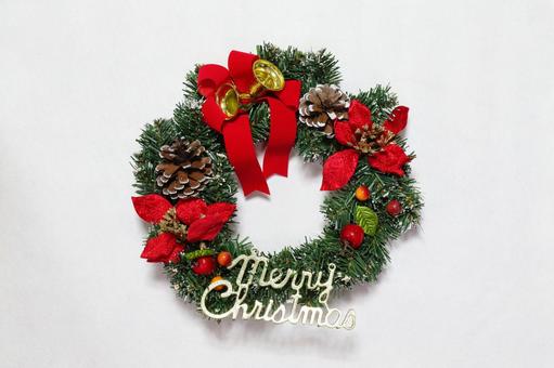 クリスマスリース　白 クリスマス,クリスマスイブ,メリークリスマスの写真素材