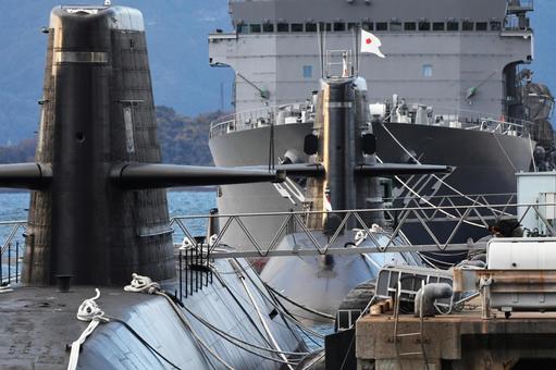 潜水艦 潜水艦 潜水艦,潜水艦救難艦,港の写真素材