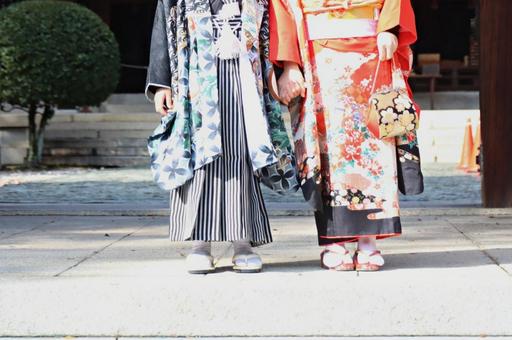7歳の七五三3 7歳の七五三3 七五三,着物,帯結びの写真素材