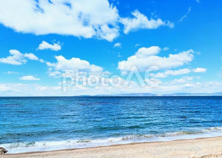 三河湾風景　宇津江から江比間海岸６ 海,波,空の写真素材