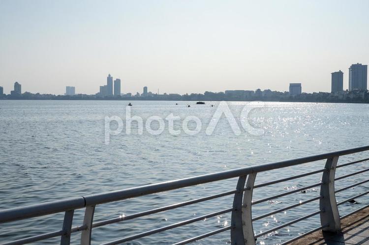 【ベトナム】ハノイのタイ湖の景色 ベトナム,ハノイ,タイ湖の写真素材