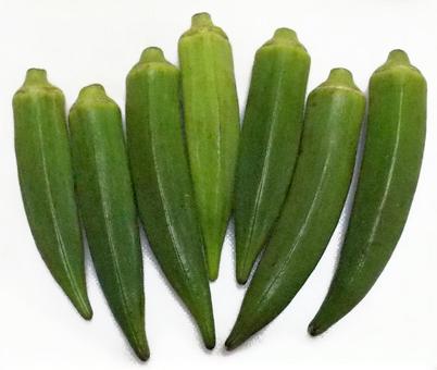 A lot of okra, okra, white background, sorcery, JPG