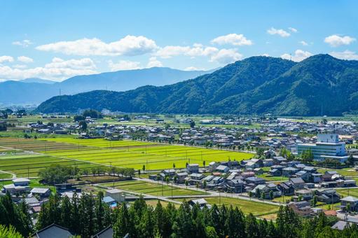 五重塔から見た福井勝山市の町並み 五重塔から見た福井勝山市の町並み 福井,福井県,町並みの写真素材