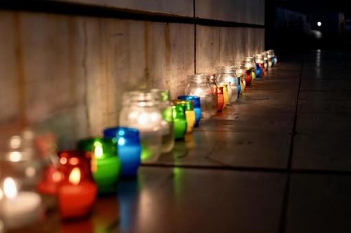 Fantastic candles lit at an outdoor event, JPG Fantastic candles lit at an outdoor event, JPG