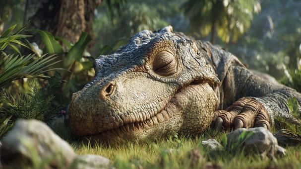 静寂な森に溶け込む、巨大な爬虫類 静寂な森に溶け込む、巨大な爬虫類の写真