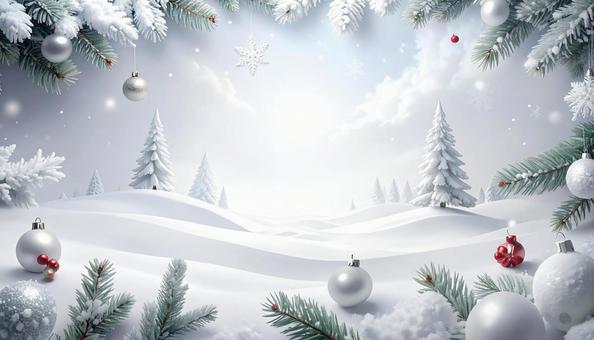 クリスマスをイメージした白背景の写真