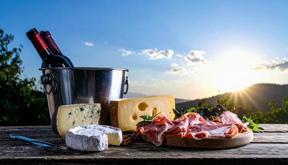 生ハムとチーズの前菜の写真