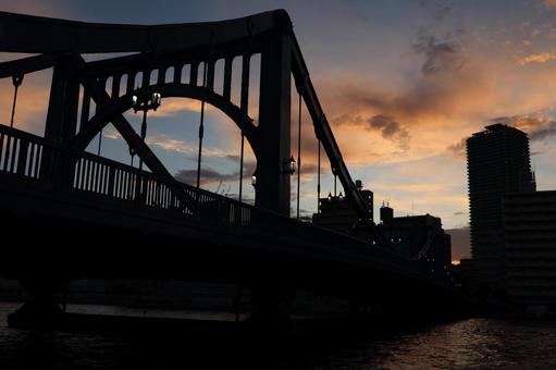 清洲橋 清洲橋 清洲橋,夕日,夕焼けの写真素材