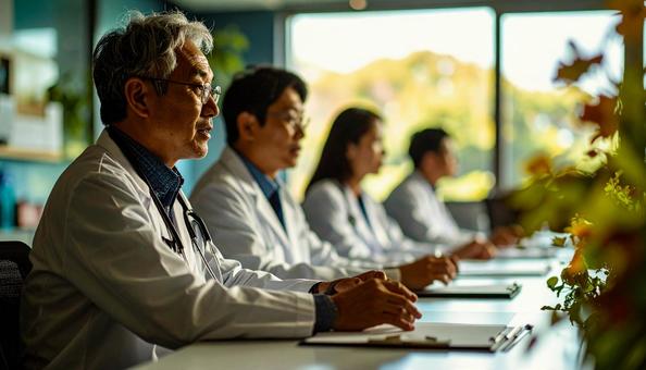 治験の説明会で患者へ詳細を説明する医師の写真