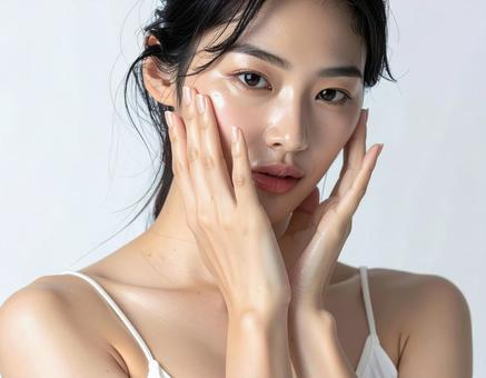 モデル女性のスキンケアポートレート  の写真