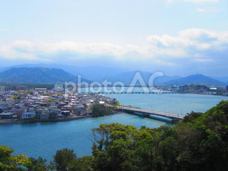 唐津城から見た風景 島,海,唐津城の写真素材