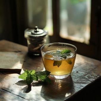 ミントの香る温かいティータイムの写真