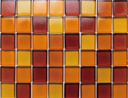オレンジとイエローのモザイクタイル オレンジとイエローのモザイクタイルの写真