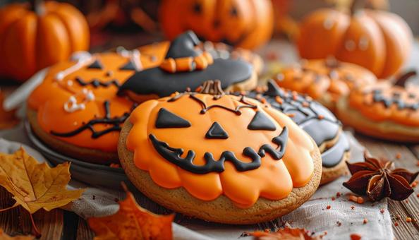 ハロウィンのアイシングクッキー ハロウィンのアイシングクッキーの写真