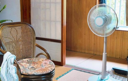 扇風機と椅子 扇風機と椅子 扇風機,熱中症対策,自宅の写真素材