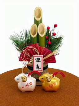 年賀状素材・干支・午年・門松 お正月,正月,年賀状の写真素材