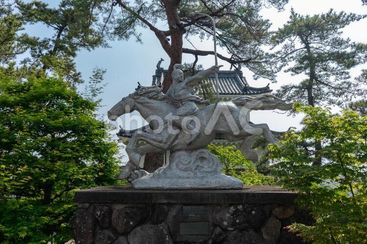 島原城の織田信長像 島原城,長崎,島原の写真素材