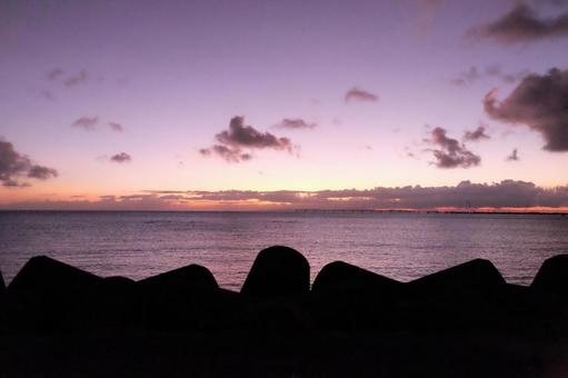 マジックアワー マジックアワー,テトラポット,夕暮れの写真素材