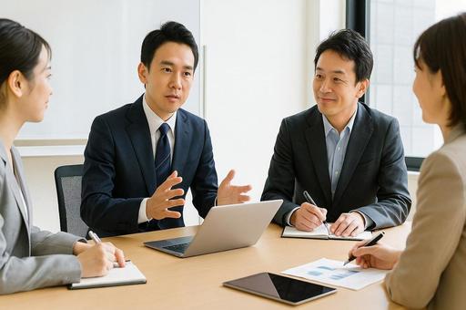 ビジネス会議での意見交換・打ち合わせ ビジネス会議での意見交換・打ち合わせの写真