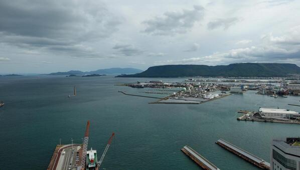 【香川】高松港周辺の展望 高松港,高松駅,展望台の写真素材