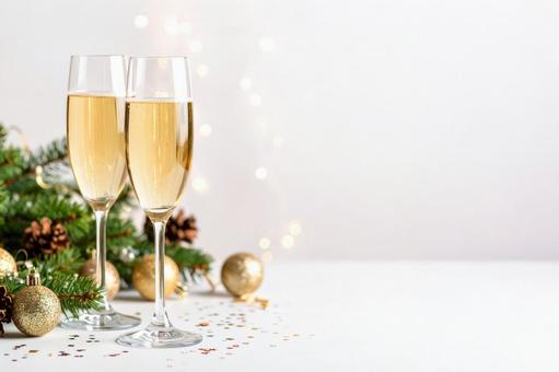 クリスマスパーティーのシャンパン クリスマスパーティーのシャンパンの写真