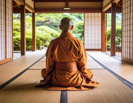 坐禅を組む僧侶 坐禅を組む僧侶の写真