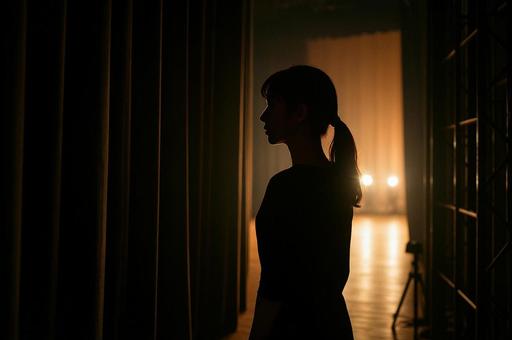 舞台袖の女性 舞台袖の女性の写真