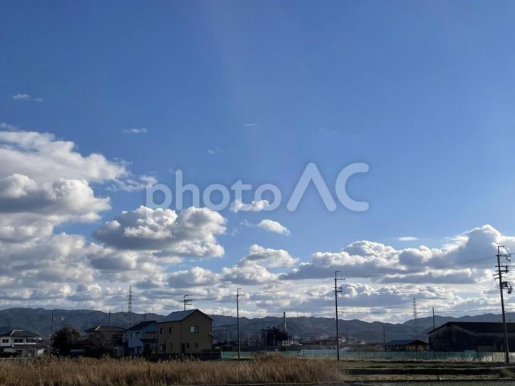田舎の風景 青空,雲,風景の写真素材
